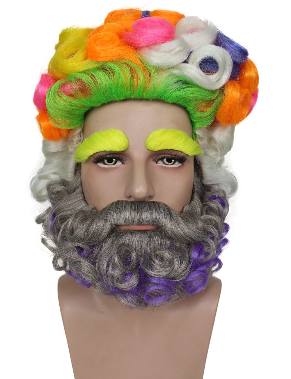 Men's Colorful Afro Wig With Beard