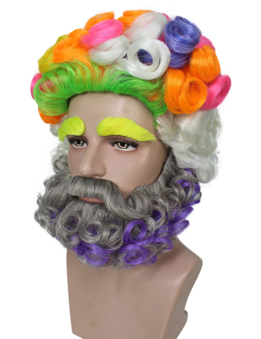 Men's Colorful Afro Wig With Beard