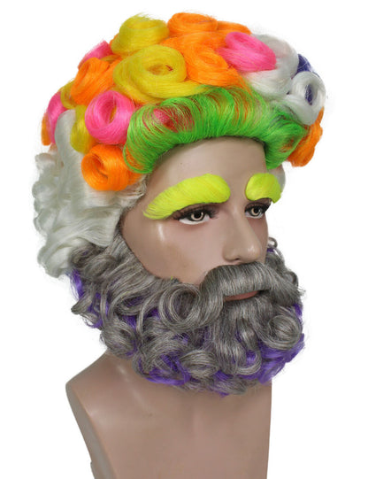 Men's Colorful Afro Wig With Beard