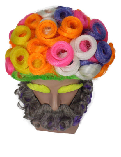 Men's Colorful Afro Wig With Beard