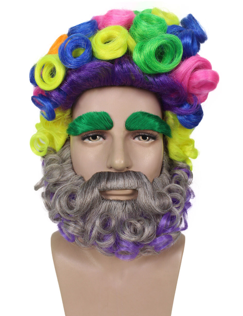 Men's Multicolor Afro Wig With Beard