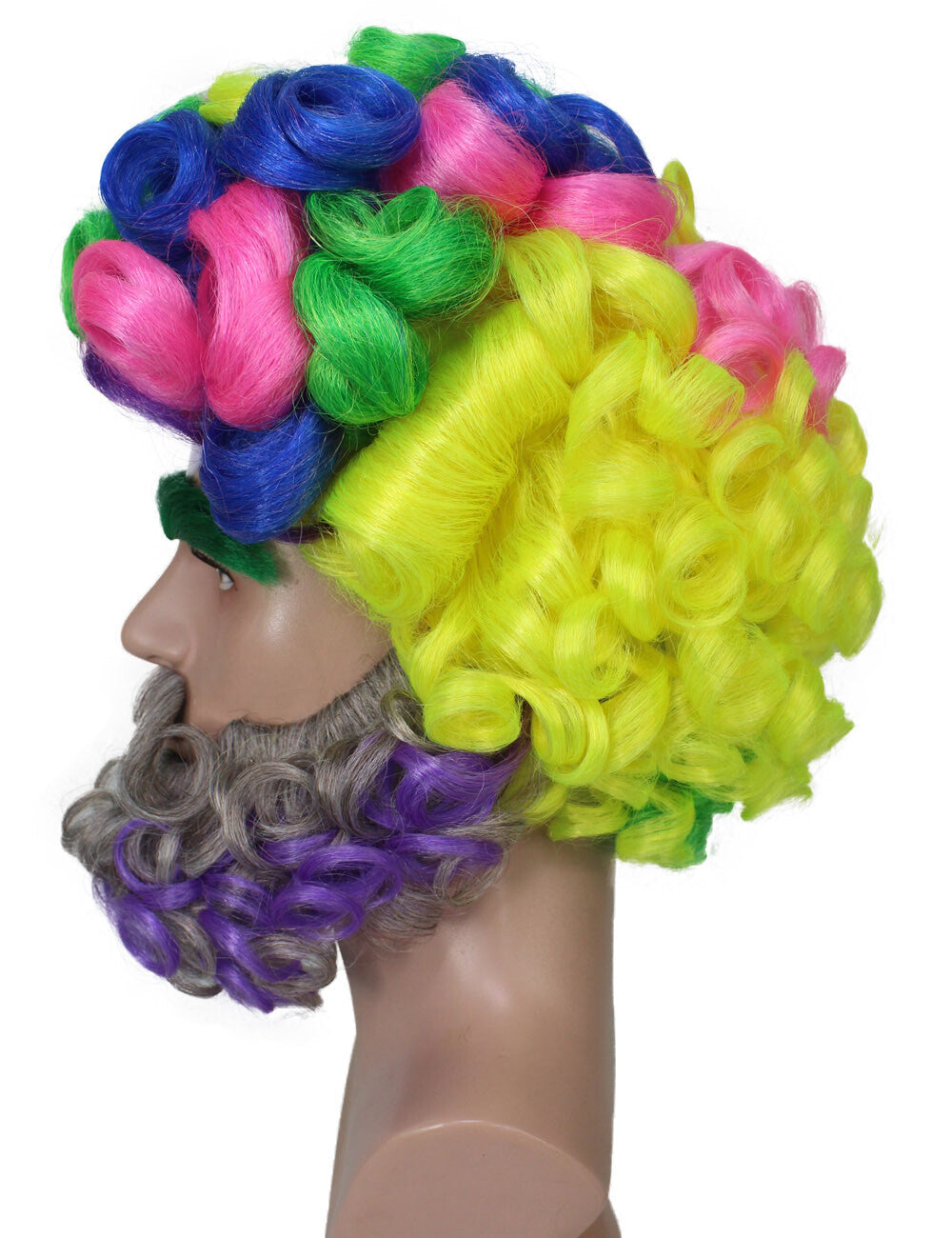 Men's Multicolor Afro Wig With Beard