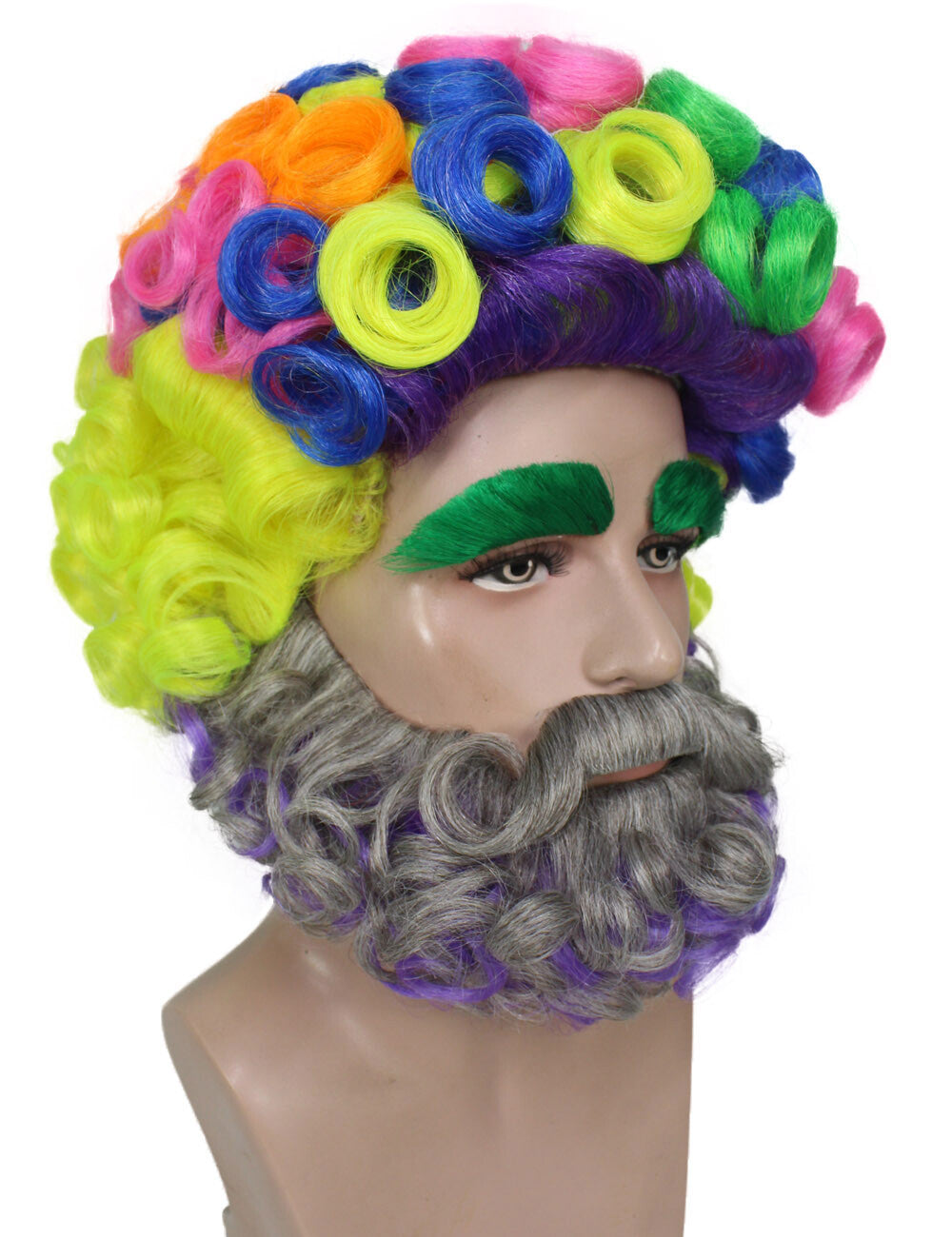 Men's Multicolor Afro Wig With Beard