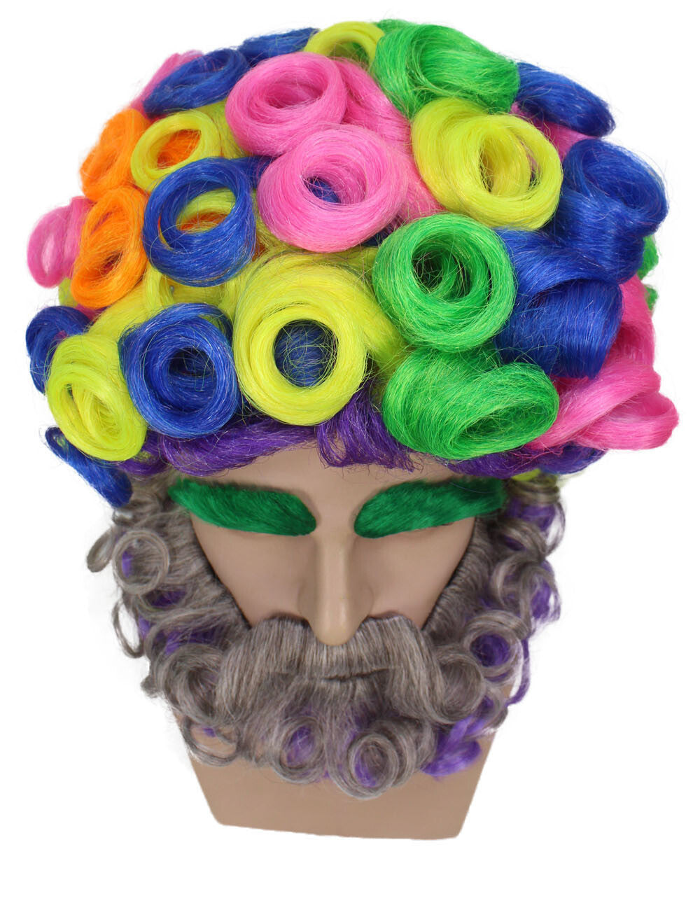 Men's Multicolor Afro Wig With Beard