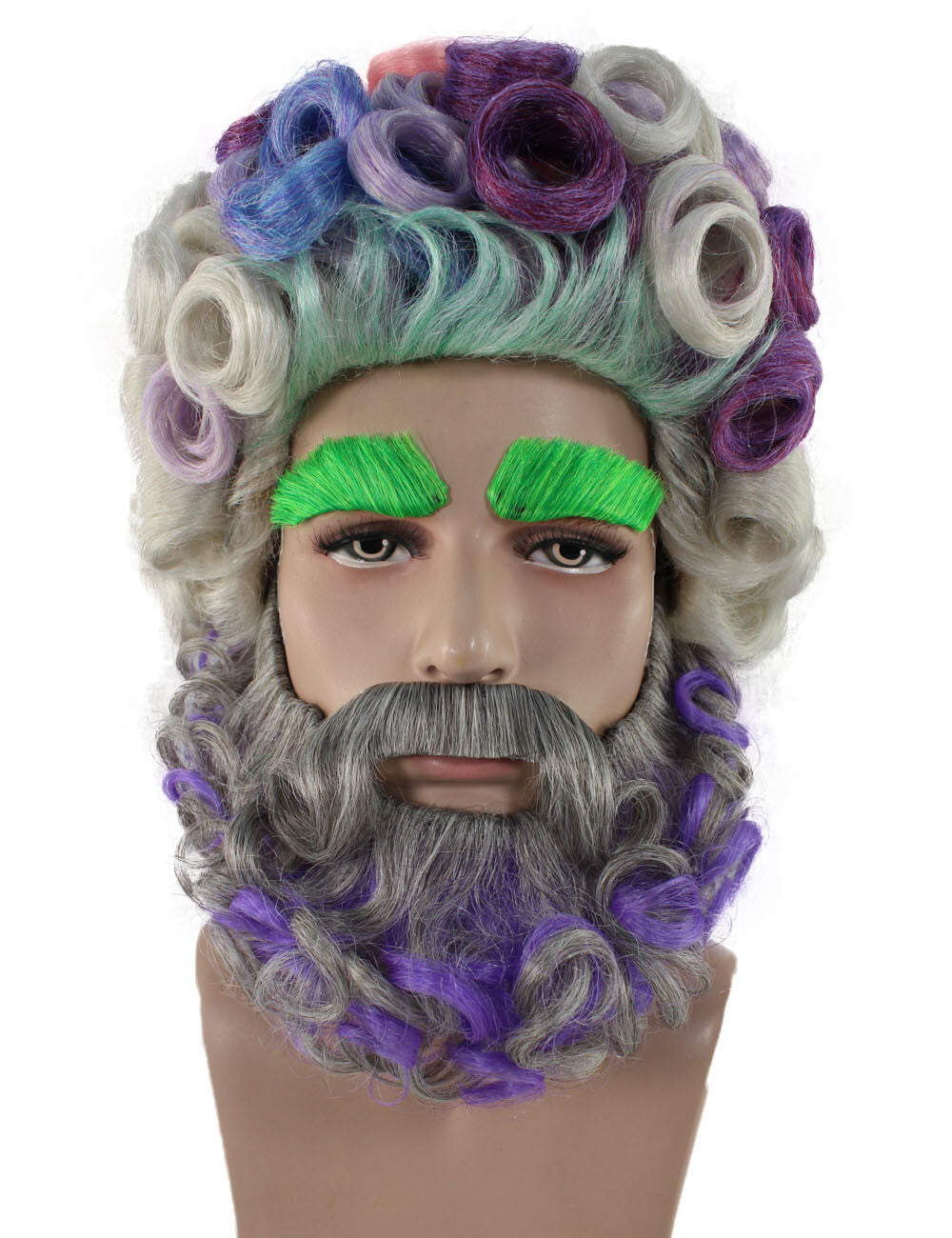 Men's Colorful Afro Wig With Beard & Mustache