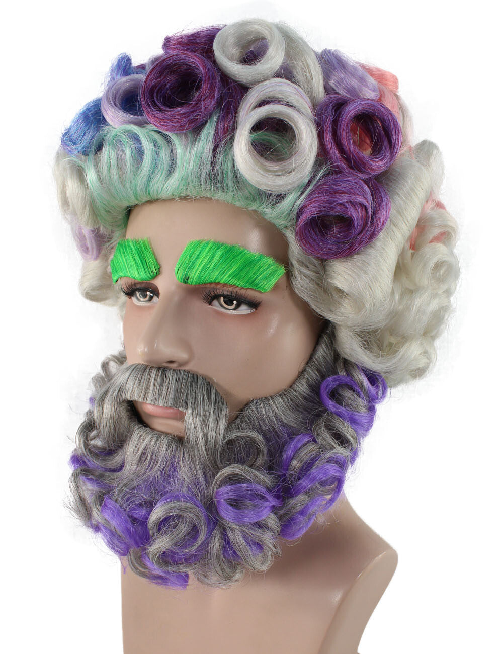 Men's Colorful Afro Wig With Beard & Mustache