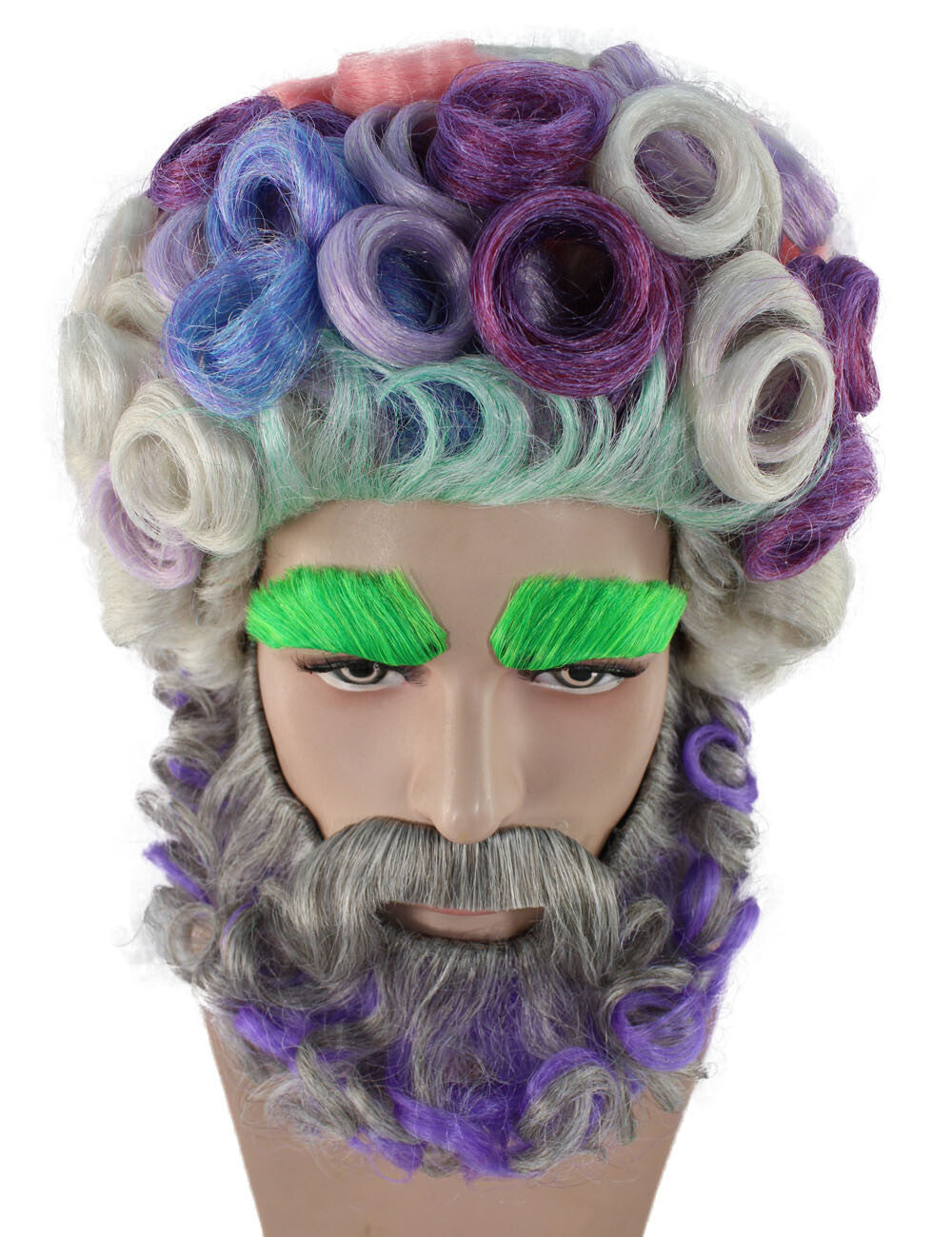 Men's Colorful Afro Wig With Beard & Mustache