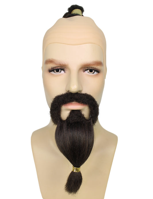 Men's Short Black Braided Wig with Beard