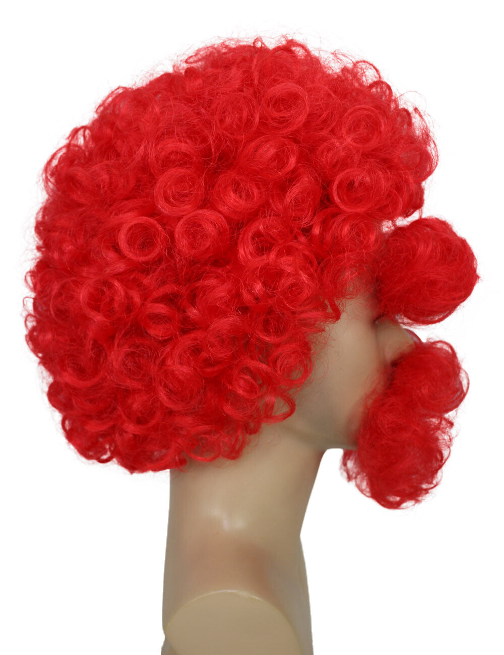 Men's Red Afro wig With Mustache