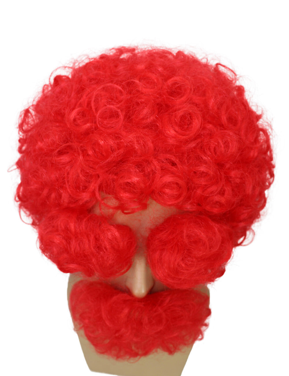 Men's Red Afro wig With Mustache