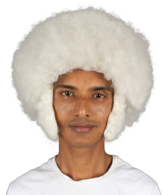 Men's White Afro Wig