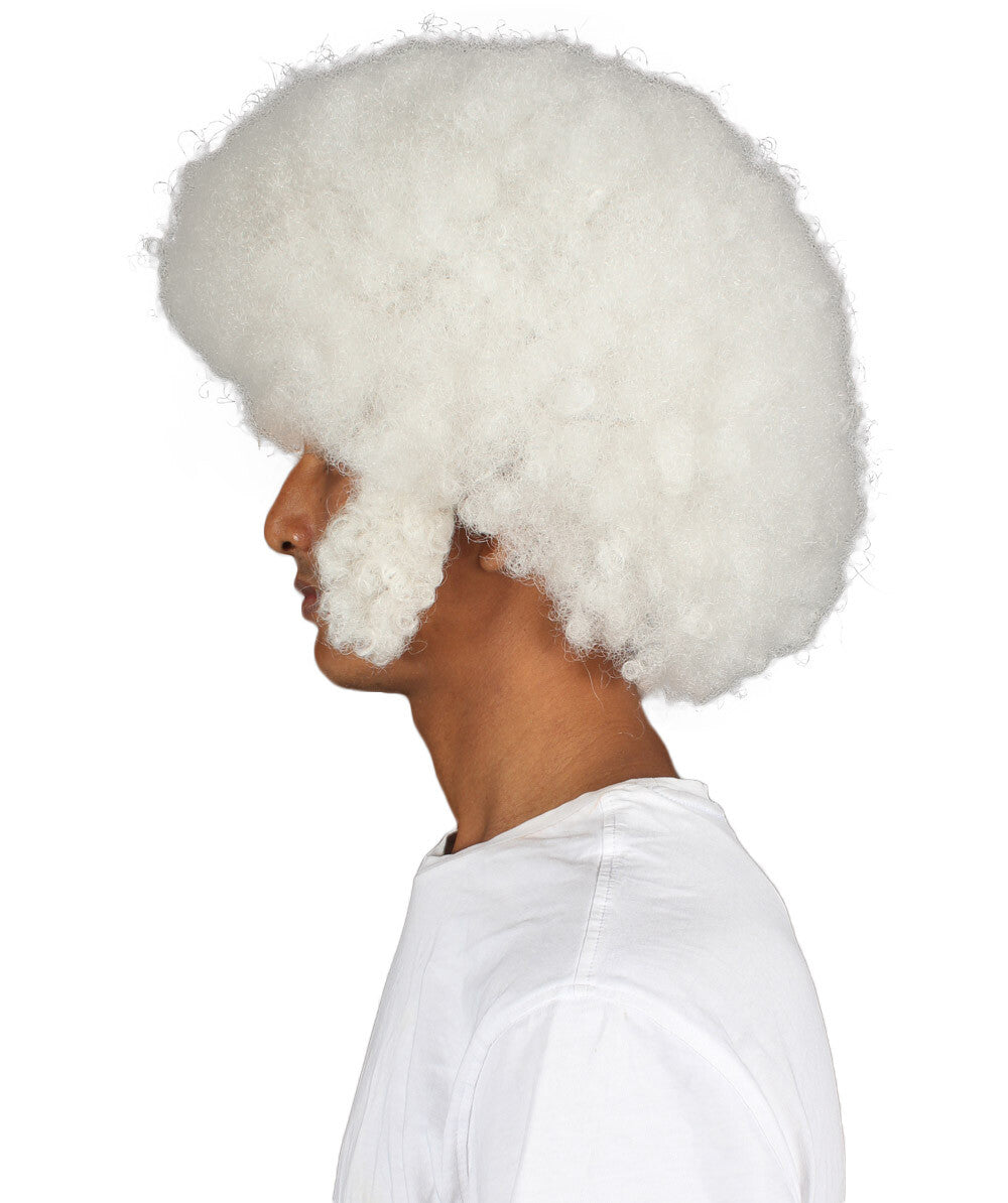 Men's White Afro Wig