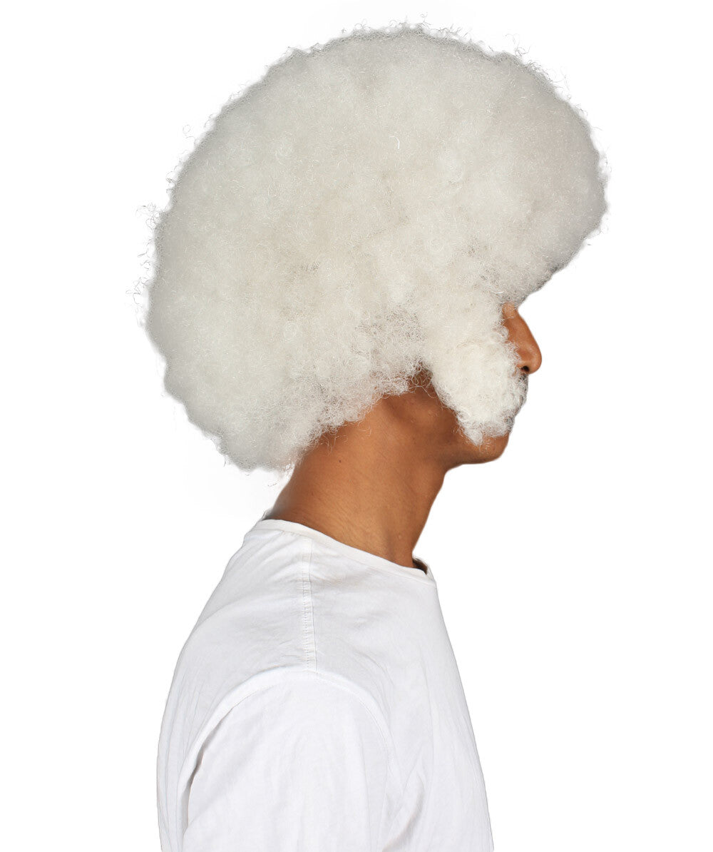 Men's White Afro Wig