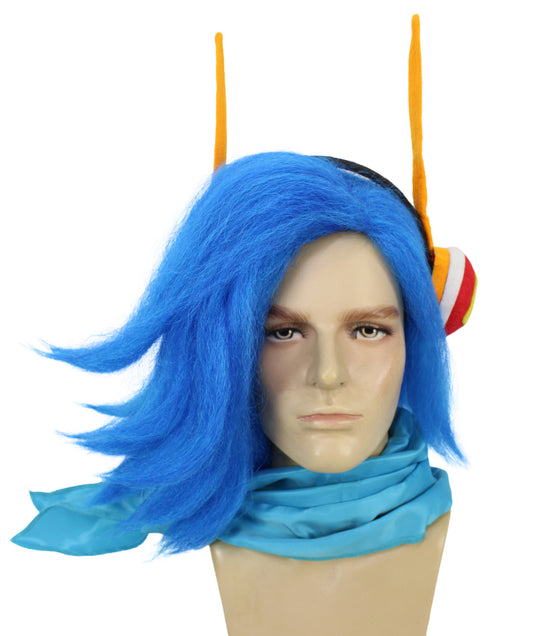 HPO Men's Japanese Manga Blue Prince Wig, Perfect for Halloween| Flame-retardant Synthetic Material