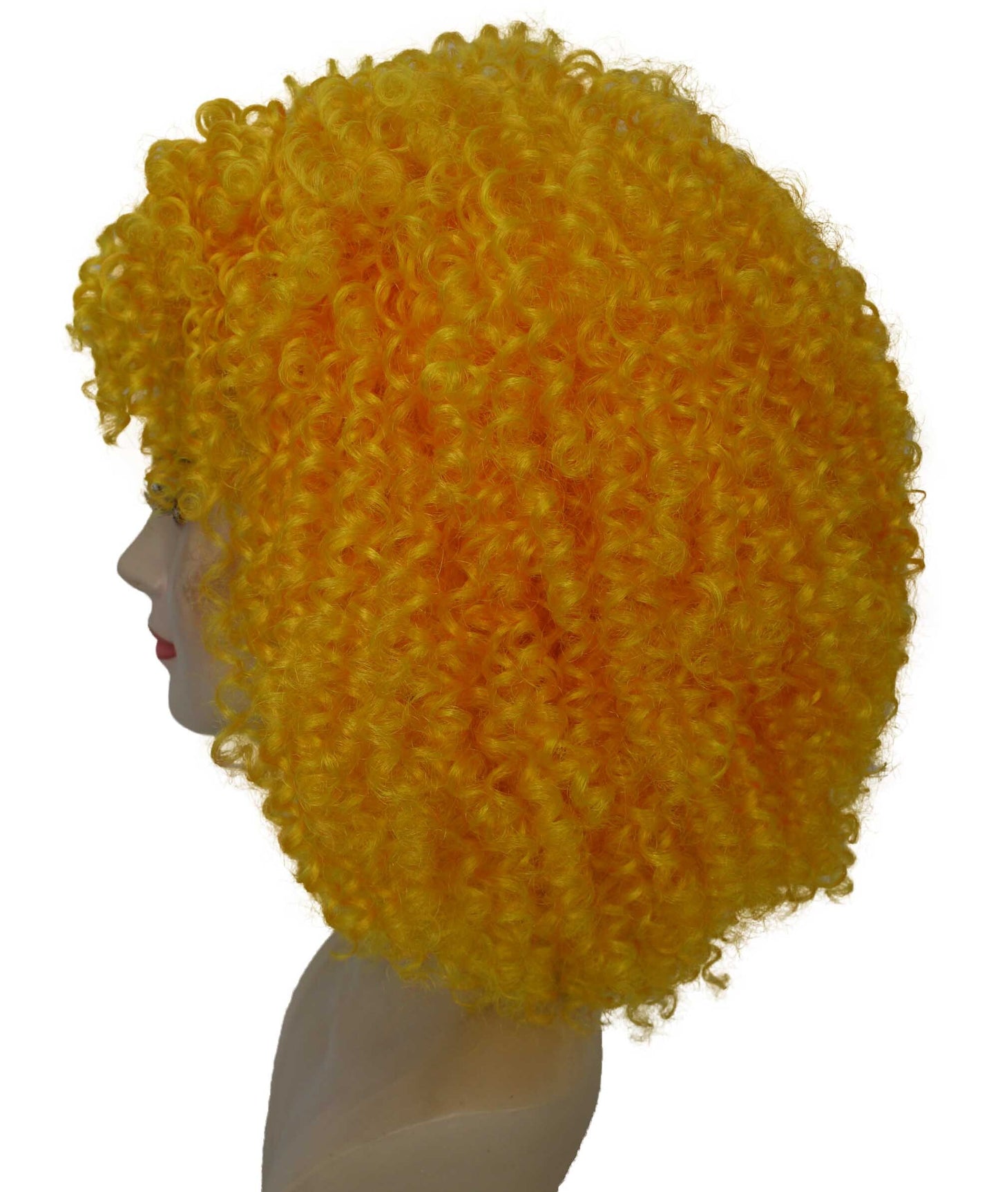 HPO Women's Yellow Afro Kinky Curly American Drag Wig, Perfect for Halloween Flame-retardant Synthetic Fiber