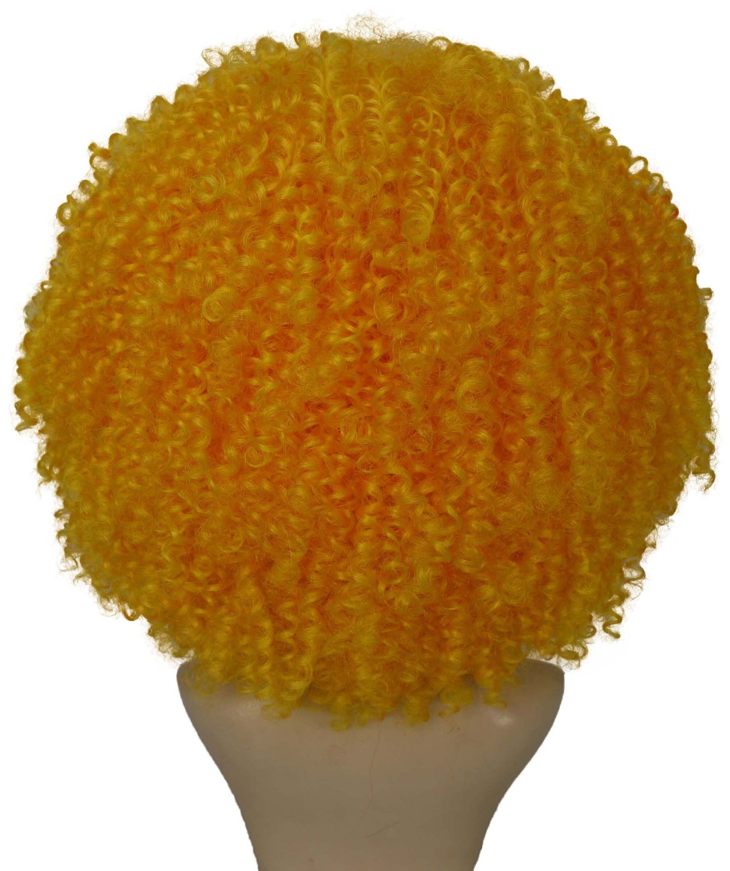 HPO Women's Yellow Afro Kinky Curly American Drag Wig, Perfect for Halloween Flame-retardant Synthetic Fiber