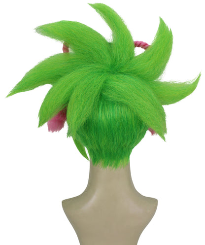 HPO Women's Chinese Electro Gaming Character Green Updo Wig Perfect for Halloween Synthetic Fiber
