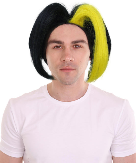 HPO Men's Japanese Manga Young Protagonist Black Wig,Perfect for Halloween,Flame-retardant Synthetic Fiber