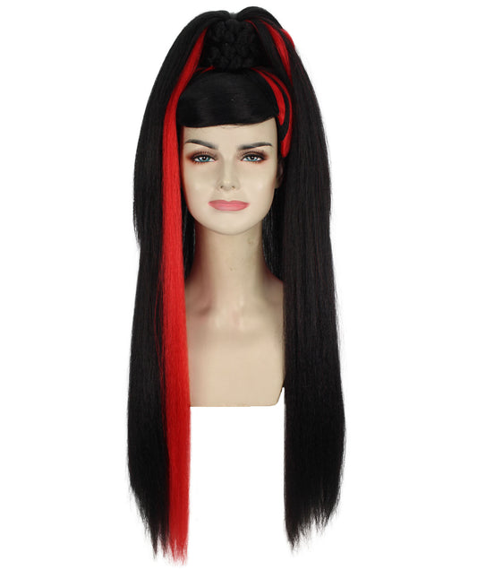 Red and Black Ponytail Drag Queen Wig