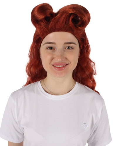 HPO Women's Curly Brown Wig | Perfect for Halloween | Flame-retardant Synthetic Fiber