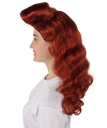 HPO Women's Curly Brown Wig | Perfect for Halloween | Flame-retardant Synthetic Fiber