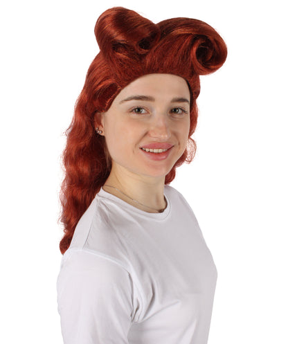 HPO Women's Curly Brown Wig | Perfect for Halloween | Flame-retardant Synthetic Fiber