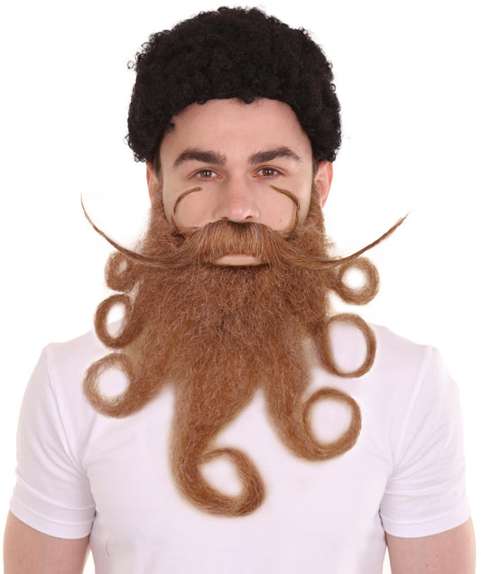 HPO Men's Freestyle Beard Set| Perfect for Halloween| Flame-retardant Synthetic Fiber