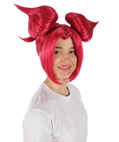 HPO Brick red Twisted Ponytail Wig I Halloween Costume Wig I Premium Synthetic Fiber with Breathable Cap