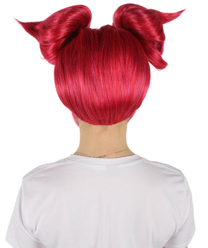 HPO Brick red Twisted Ponytail Wig I Halloween Costume Wig I Premium Synthetic Fiber with Breathable Cap