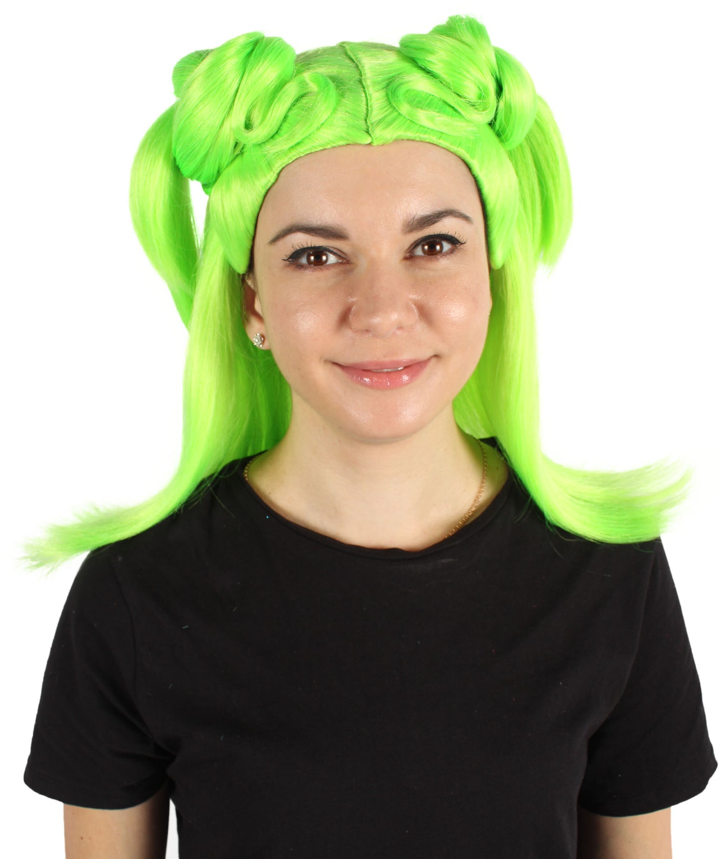 Neon Green Spooky Drag Queen Bun Wig