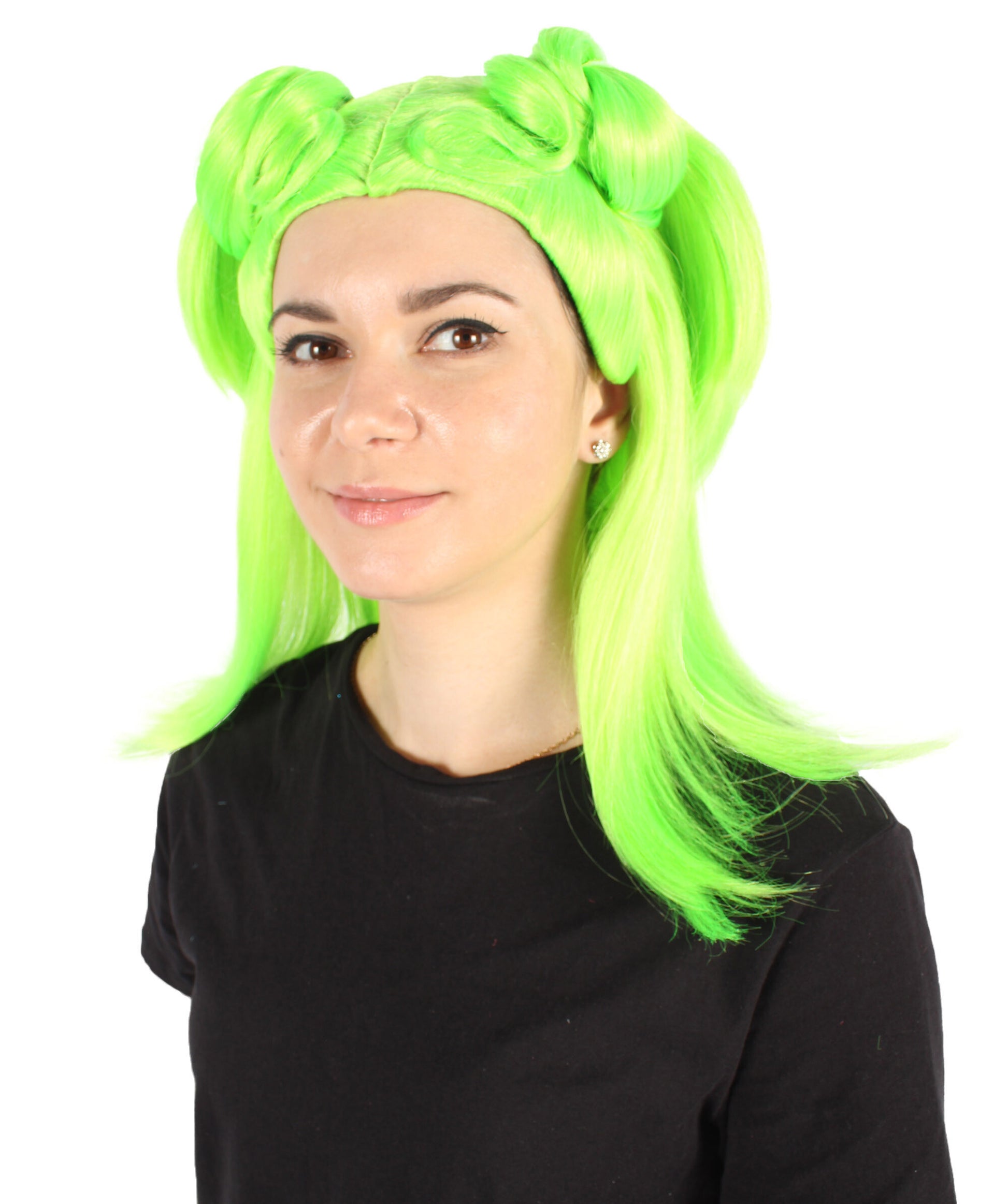 Neon Green Spooky Drag Queen Bun Wig