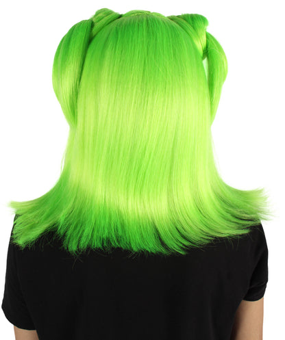 Neon Green Spooky Drag Queen Bun Wig