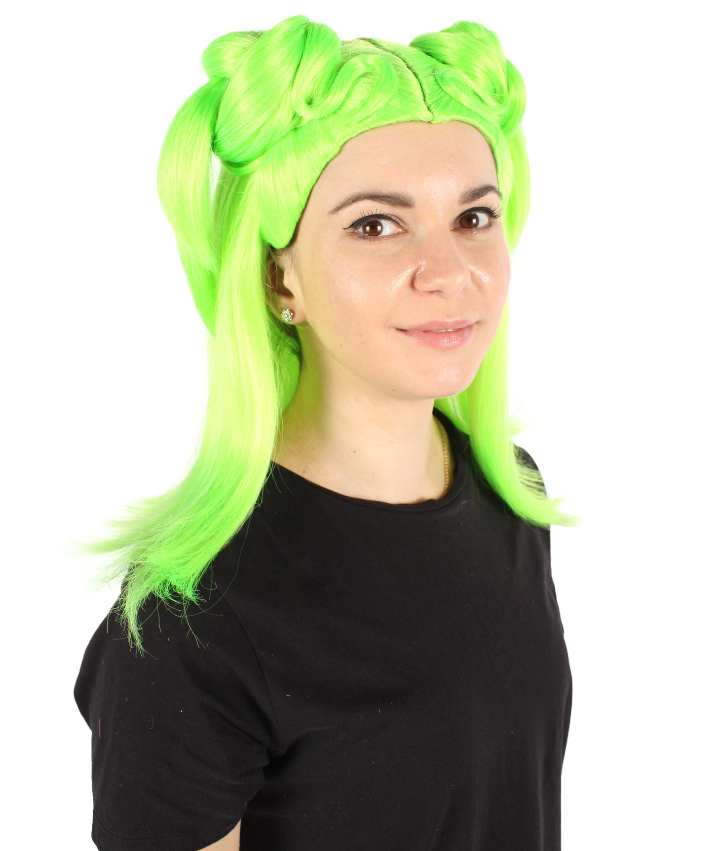 Neon Green Spooky Drag Queen Bun Wig
