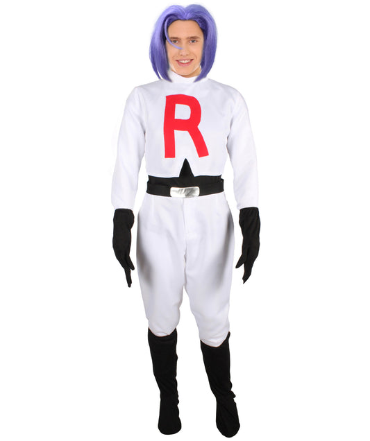 Flame-Retardant Synthetic Fabric Adult Men's Anime White Fictional Character Costume + Wig Set | Perfect for Halloween