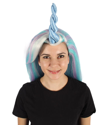  Long Fairytale Pastel Wig with Horn