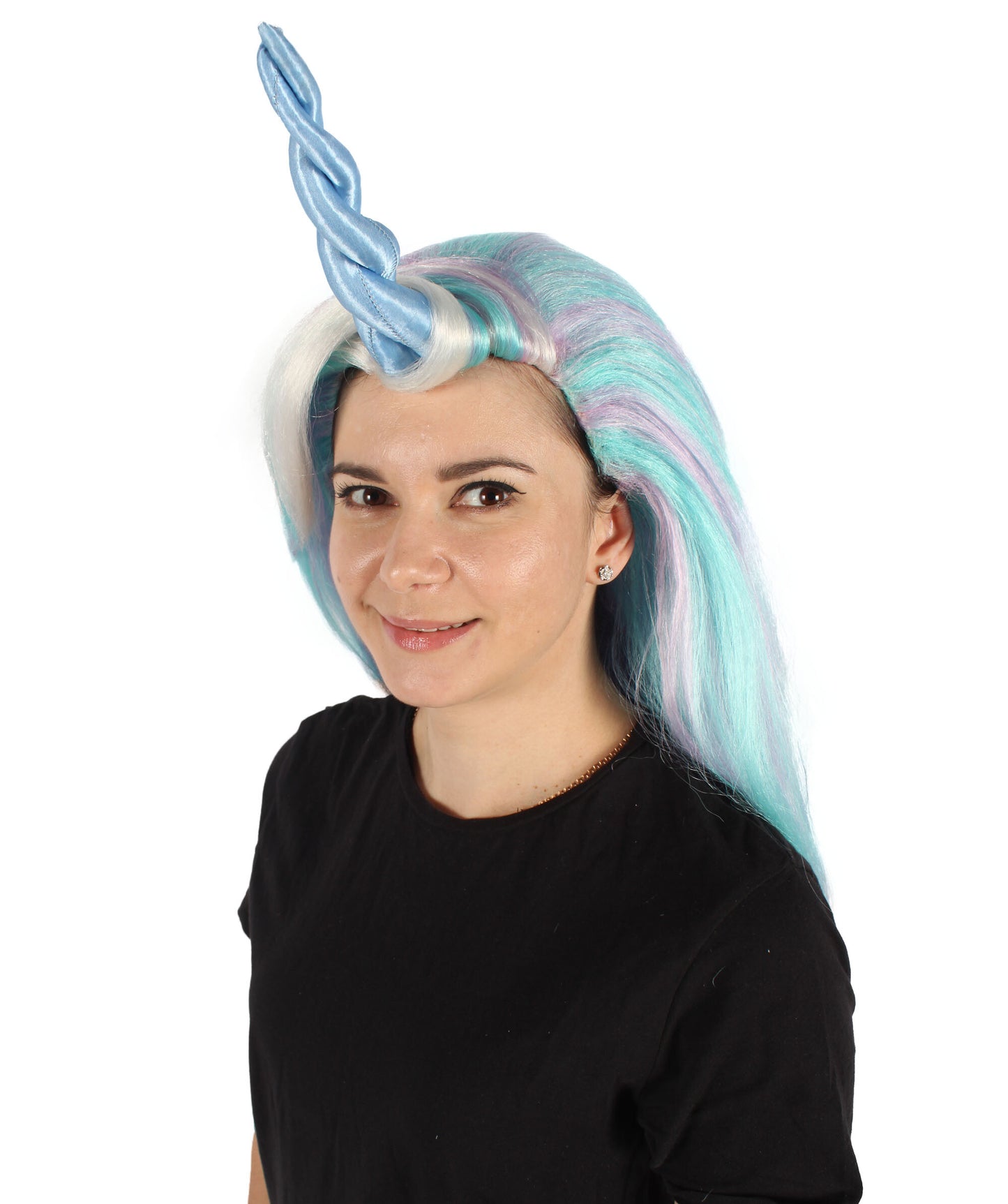  Long Fairytale Pastel Wig with Horn