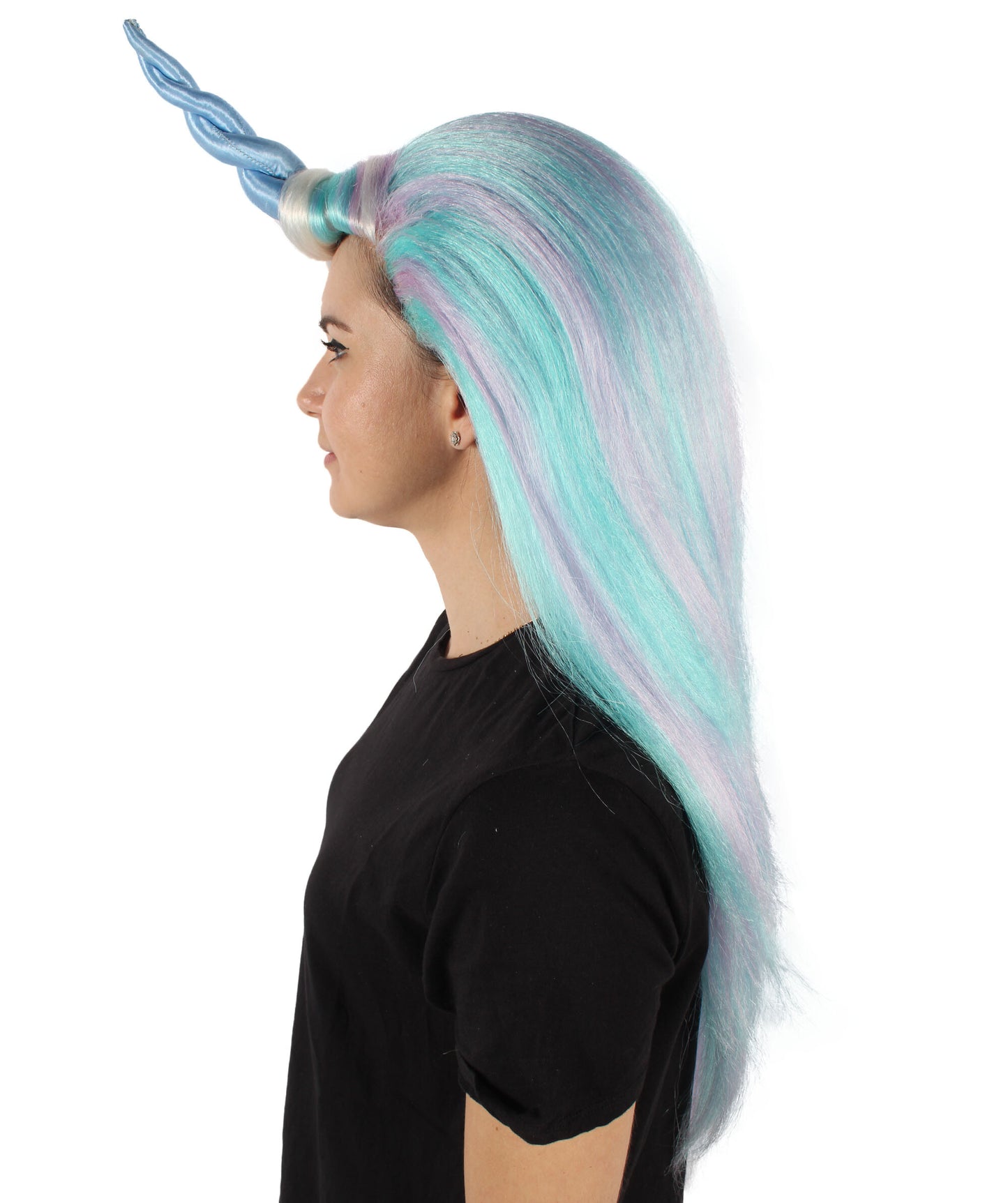  Long Fairytale Pastel Wig with Horn