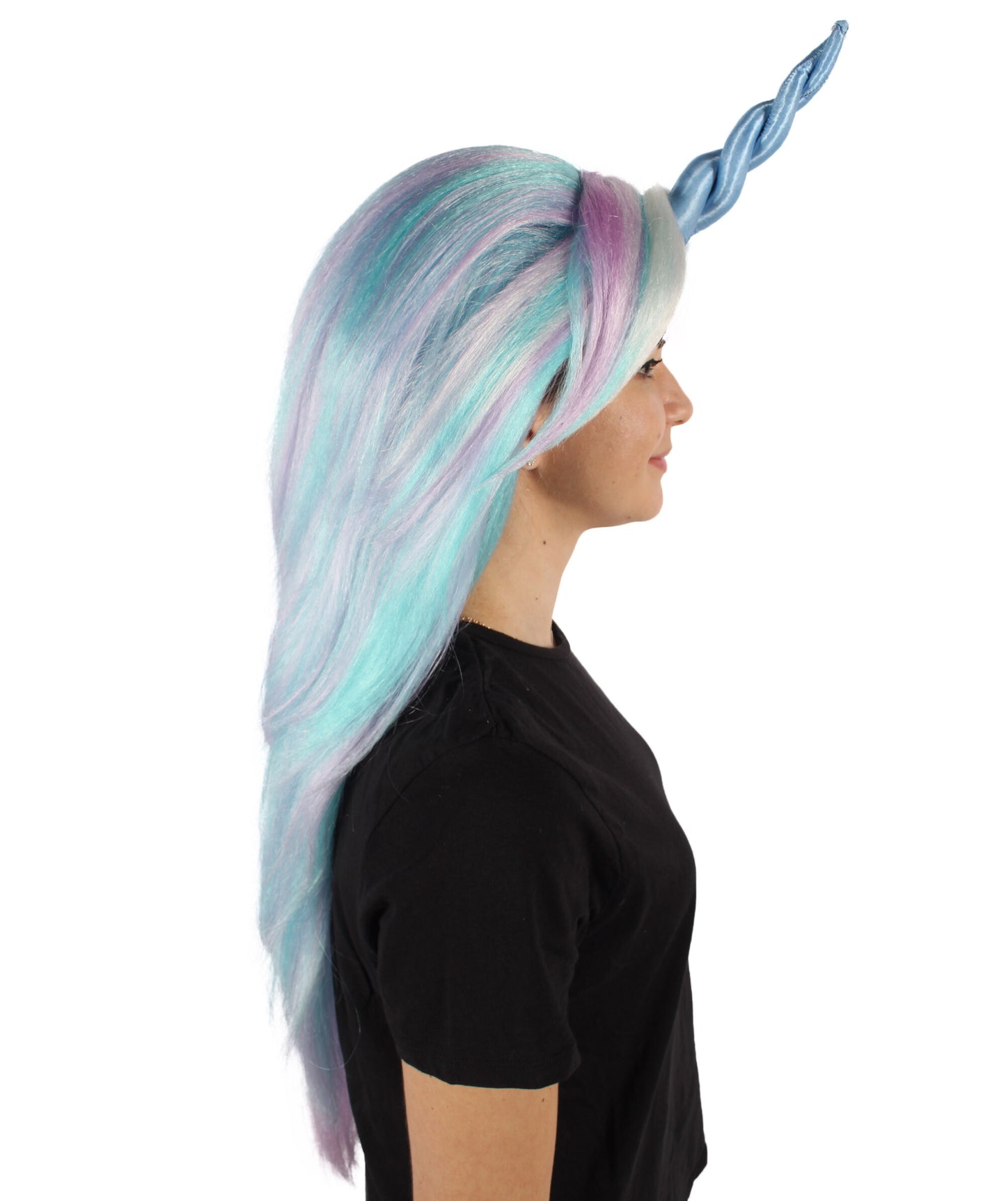  Long Fairytale Pastel Wig with Horn