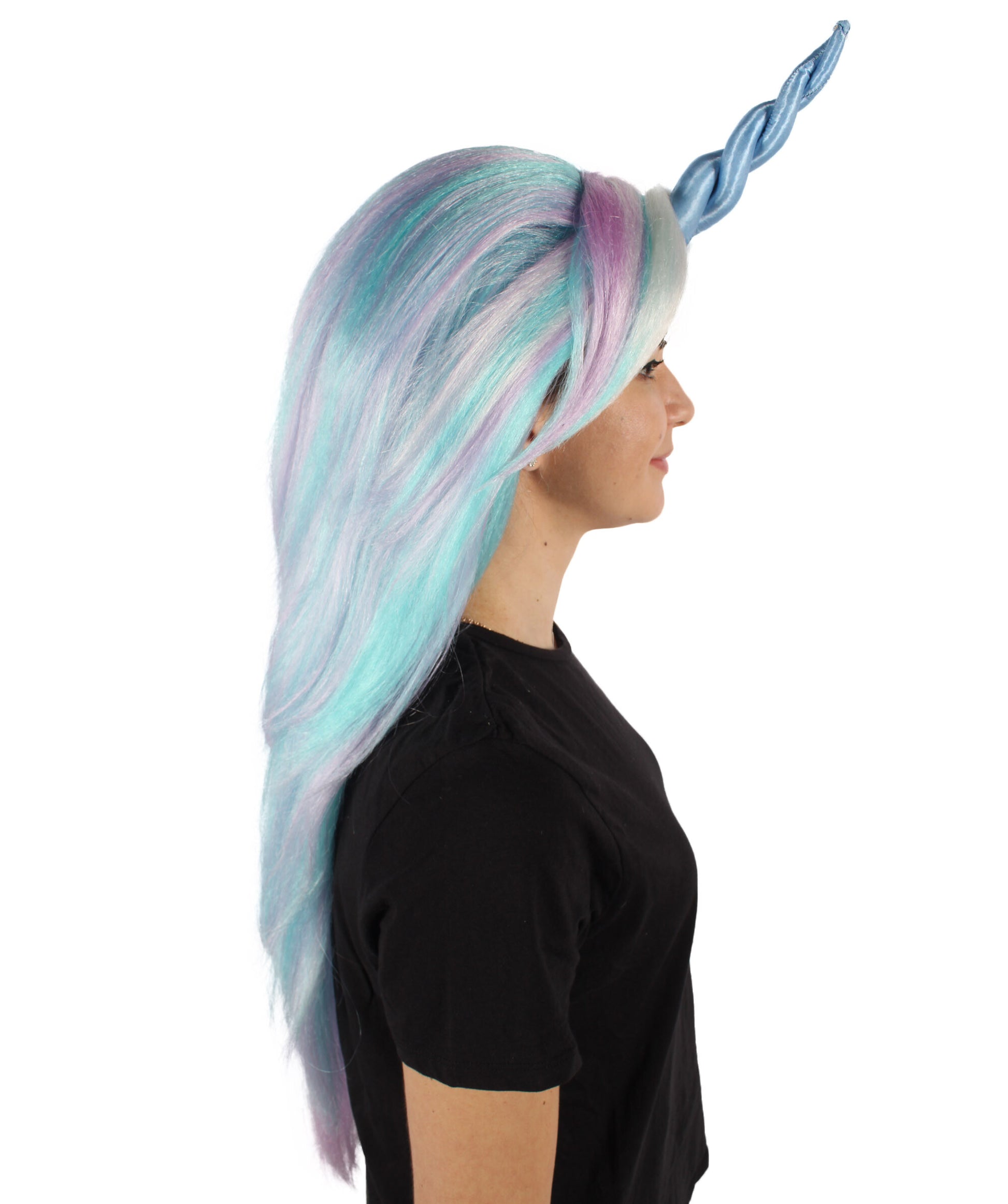  Long Fairytale Pastel Wig with Horn