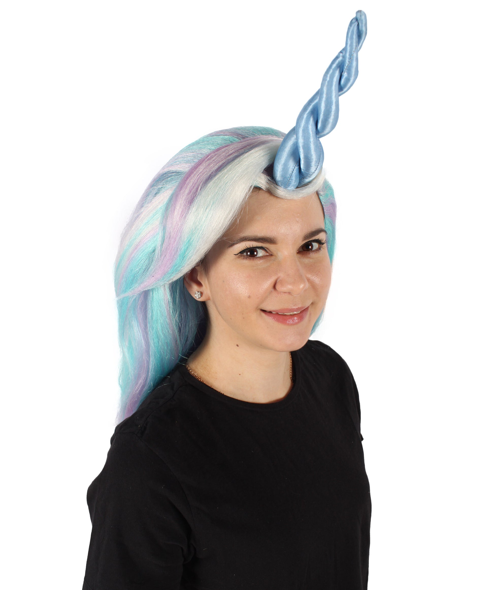  Long Fairytale Pastel Wig with Horn