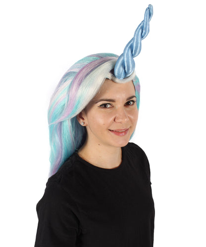  Long Fairytale Pastel Wig with Horn