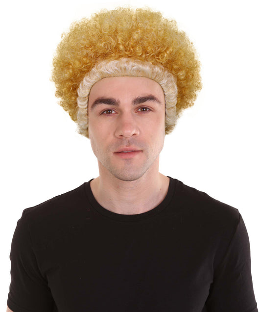 HPO Men's Actor Stylish Blonde Afro Wig, Perfect for Halloween | Flame-retardant Synthetic Fiber