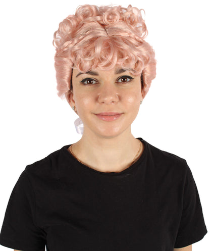 HPO Adult Women's 18th Inspired Pink Bun Wig | Halloween and Cosplay Wig | Flame-retardant Synthetic Fiber