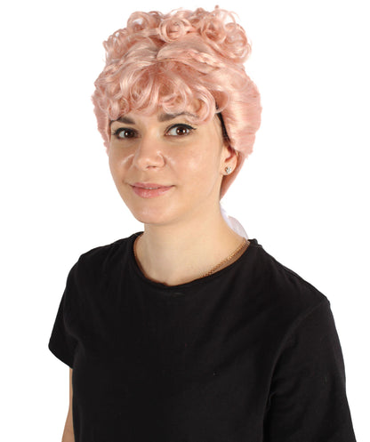 HPO Adult Women's 18th Inspired Pink Bun Wig | Halloween and Cosplay Wig | Flame-retardant Synthetic Fiber