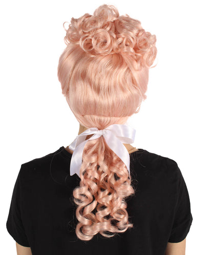 HPO Adult Women's 18th Inspired Pink Bun Wig | Halloween and Cosplay Wig | Flame-retardant Synthetic Fiber