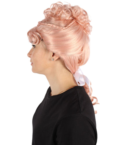 HPO Adult Women's 18th Inspired Pink Bun Wig | Halloween and Cosplay Wig | Flame-retardant Synthetic Fiber