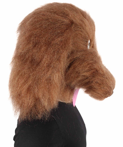 HPO Unisex Furry Brown Dog Mask I Perfect for Halloween I Flame-retardant Synthetic Fiber