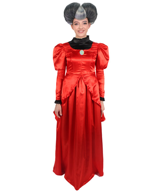 HPO Women’s Animated Movie Evil Stepmother Costume Set & Wig | Suitable for Halloween | Flame-retardant Synthetic Fabric