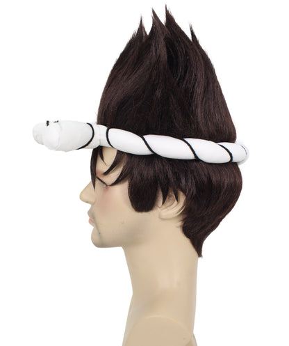 HPO Men’s Black Spiky Wig with White Knotted Headband | Suitable for Halloween | Premium Breathable Capless Cap