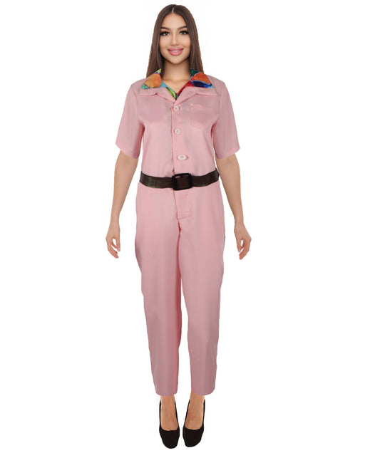 HPO Women's American Action Comedy Movie Character Jody Moreno Pink Jumpsuit, Perfect for Halloween, Flame-retardant Synthetic Fabric